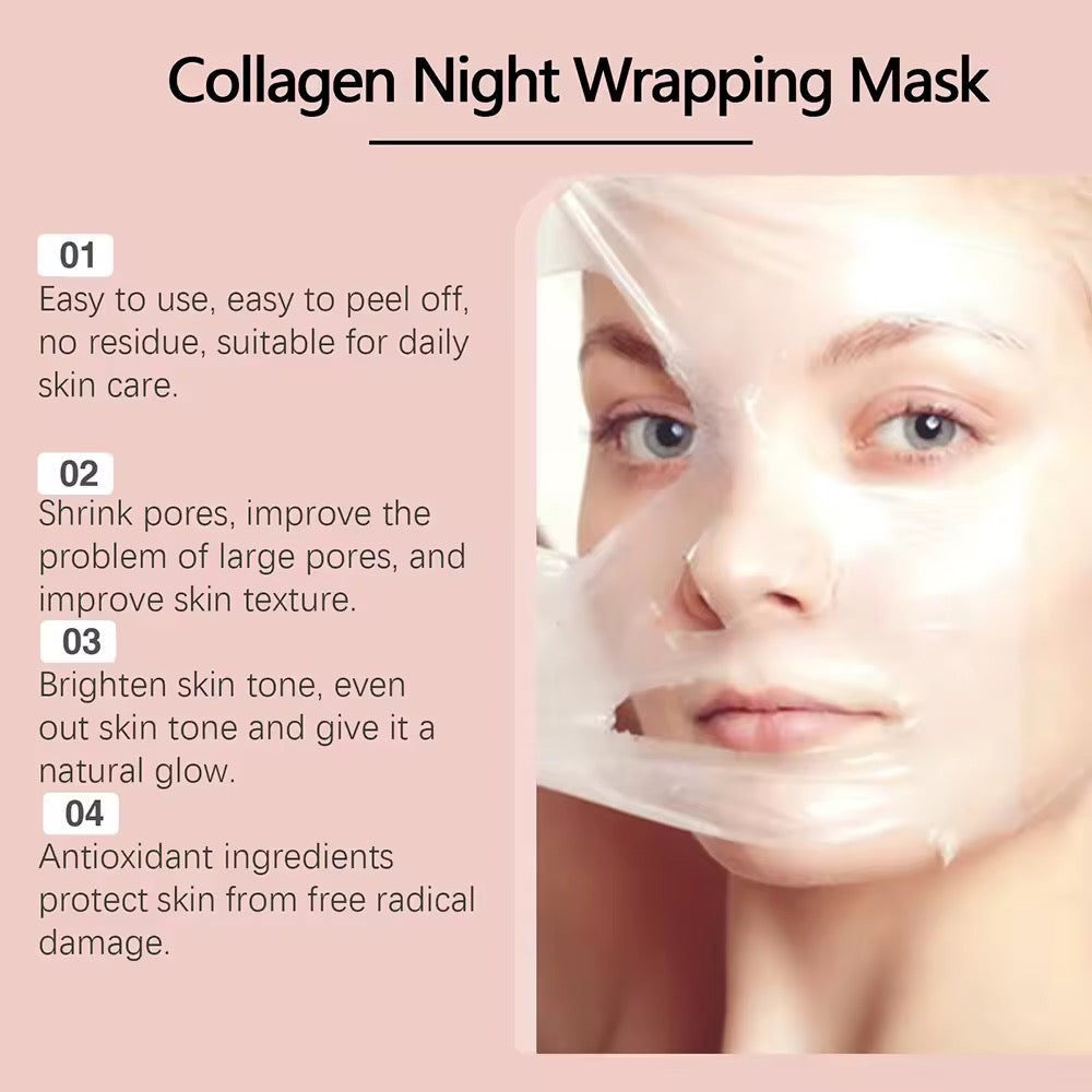 75g Collagen Overnight Peel-Off Mask for Face – Moisturizing, Brightening, Hydrating, Smoothing, Firming, and Skin Rejuvenation