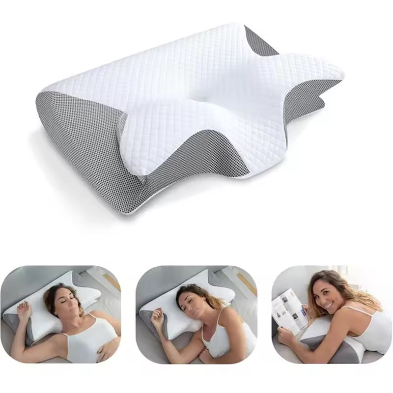 Memory Foam Cervical Pillow – 2-in-1 Ergonomic Contoured Orthopedic Neck Support Pillow for Pain Relief